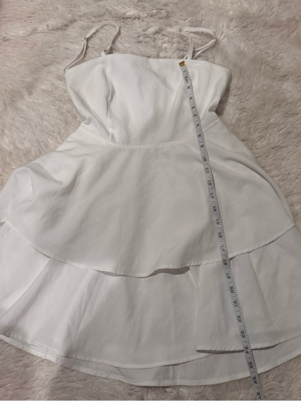 White Ruffle Spaghetti-Strap Mini Dress - Picture 7 of 9